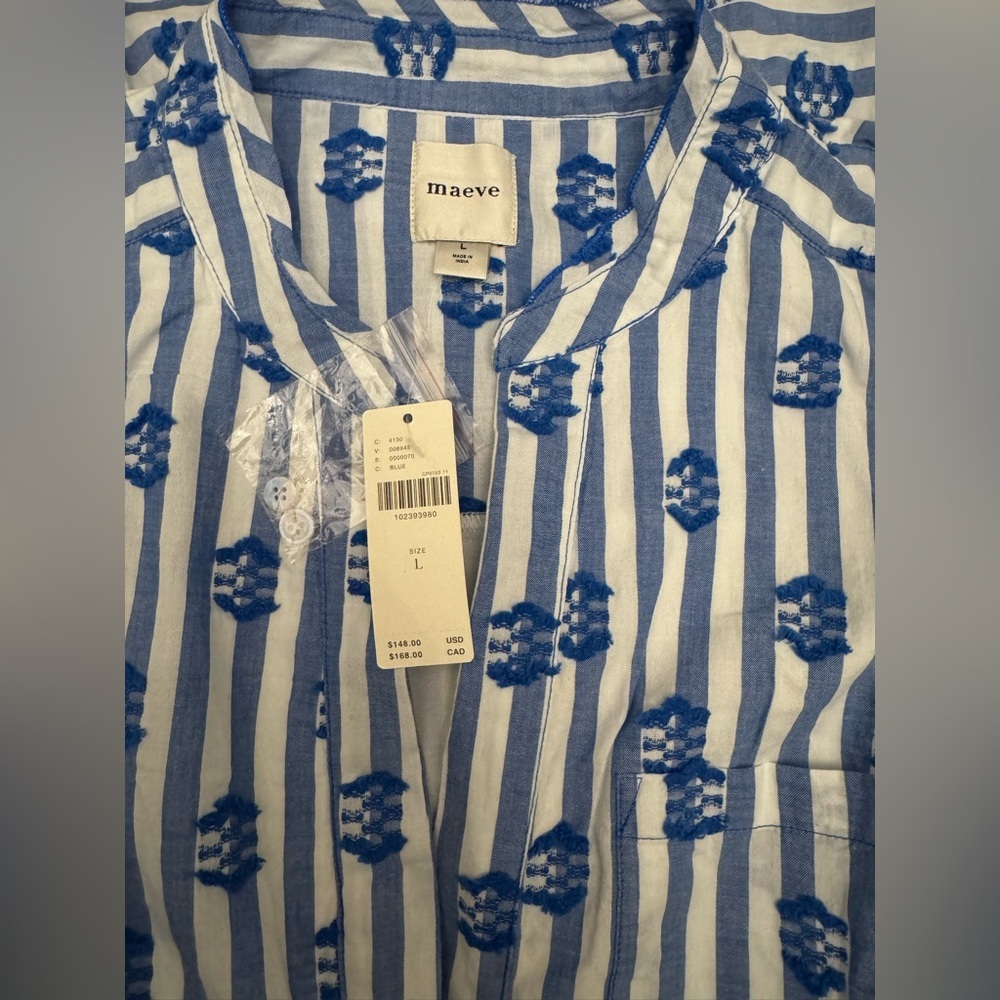 NWT Size L - Anthro 100% Cotton V-Neck Fit & Flare Shirtdress (NWT US$ 148) - Picture 15 of 16